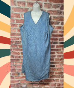 Marsh Landing Denim Dress 3X | Vintage Blue Sleeveless A Line Cotton Cottagecore
