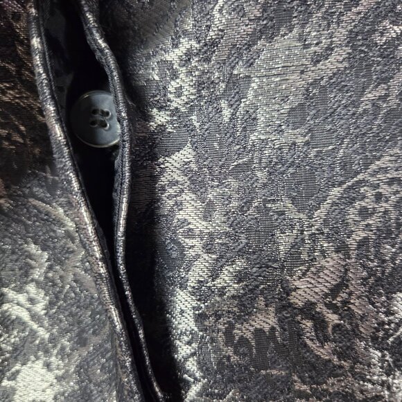 Kasper Metallic Jacket 14 | Vintage 90s Textured Padded Shoulder Gray Statement - Image 6