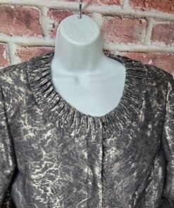 Alternative view of Kasper Metallic Jacket 14 | Vintage 90s Textured Padded Shoulder Gray Statement