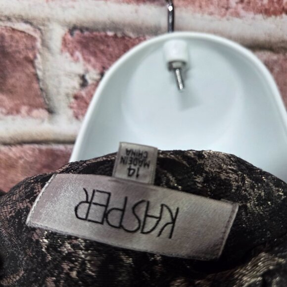 Kasper Metallic Jacket 14 | Vintage 90s Textured Padded Shoulder Gray Statement - Image 7