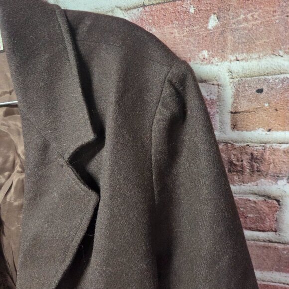 Trissis Blazer Jacket 44 | Vintage 90s Brown Wool Blend Single Breasted - Image 2