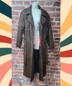 Pelle Cuir Leather Coat M | Vintage 80s Brown Double Breasted Trench