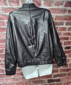 Vintage 80s Winlit Leather Jacket 9/10 Black Motorcycle Bomber Snap Collar Lined