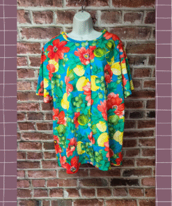 Vintage 80s Women's CAPE COD Floral Fruit Button Down Blouse Top 22W