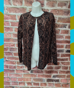 Onyx Nite Bejeweled Duster M | Vintage Black Cardigan Made in USA Glam Y2K