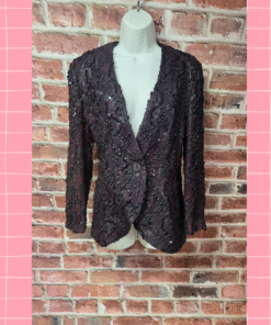 Vintage 90s Women's CATHY HARDWICK Sequin Texture Blazer Jacket Medium