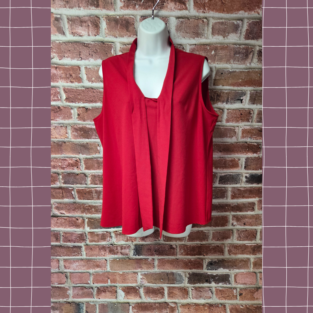 Vintage 90s Women's KASPER Sleeveless Draped Scarf Neck Top XL