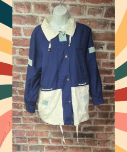 BT2 Braetan Vintage Windbreaker Jacket | Blue/White | Unisex M | Retro 90s Nylon