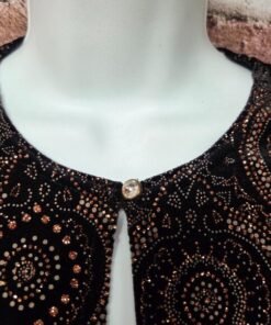 Alternative view of Onyx Nite Bejeweled Duster M | Vintage Black Cardigan Made in USA Glam Y2K