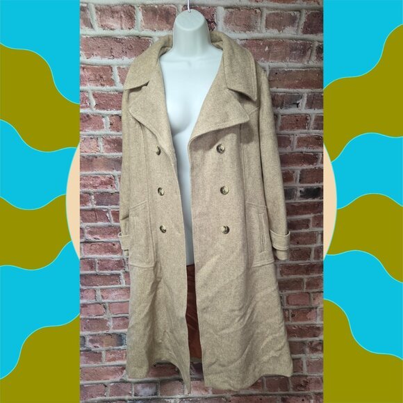 Montgomery Ward Overcoat 46R | Vintage Double Breasted Classic Khaki