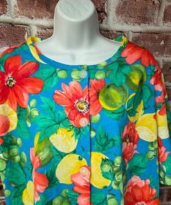 Alternative view of Vintage 80s Women's CAPE COD Floral Fruit Button Down Blouse Top 22W