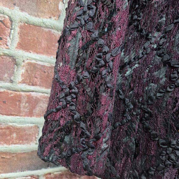 Vintage 90s Women's CATHY HARDWICK Sequin Texture Blazer Jacket Medium - Image 5