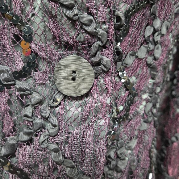 Vintage 90s Women's CATHY HARDWICK Sequin Texture Blazer Jacket Medium - Image 3