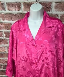 Alternative view of Vintage 80s Women's EJL Button Up Satin Nightgown House Coat One Size