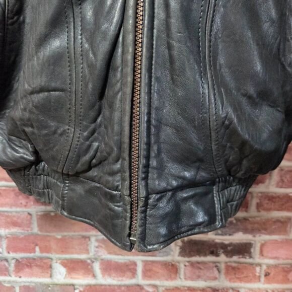 Saxony Vintage Leather Bomber Jacket | Men’s Size 40 | Black Full Zip - Image 6
