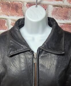 Alternative view of Saxony Vintage Leather Bomber Jacket | Men’s Size 40 | Black Full Zip