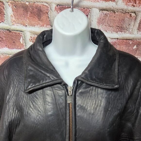Saxony Vintage Leather Bomber Jacket | Men’s Size 40 | Black Full Zip - Image 2