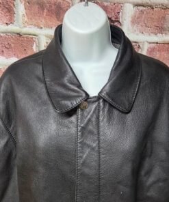 Alternative view of Yuan Creations Vintage Leather Jacket | Men’s Size 40 | Black Mid-Length Coat